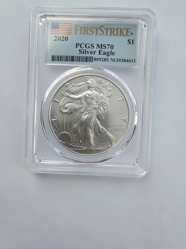 MS70 SILVER EAGLE 2020 P MINT GRADED PCGS 1$ DOLLAR 90% AG COIN