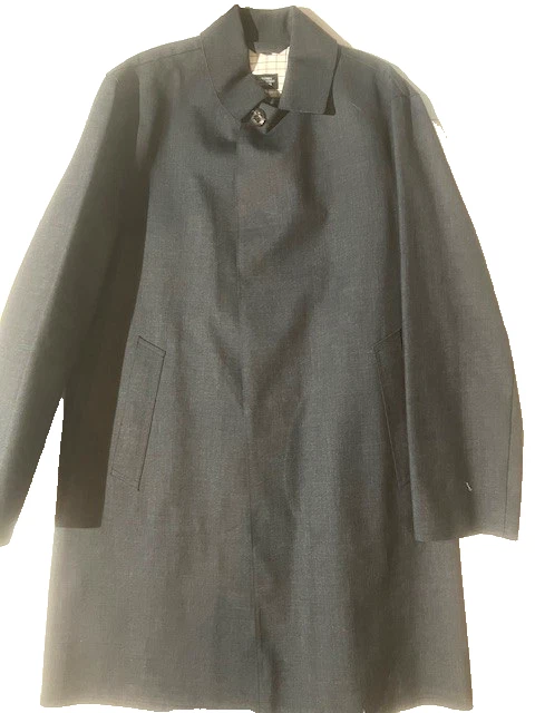 JACK SPADE Mens Macintosh Grey Cotton Rubber Coated Rain Coat Trench sz 40 Mac - Image 3 of 4