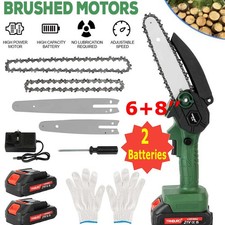 6"+8" Handheld Mini Chainsaw Cordless 21V Electric Chain Saw Wood Cutter Pruning