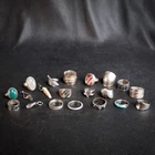 Vintage .925 Sterling Silver Ring & Pendant Lot - 20 Pcs Estate Jewelry Mix