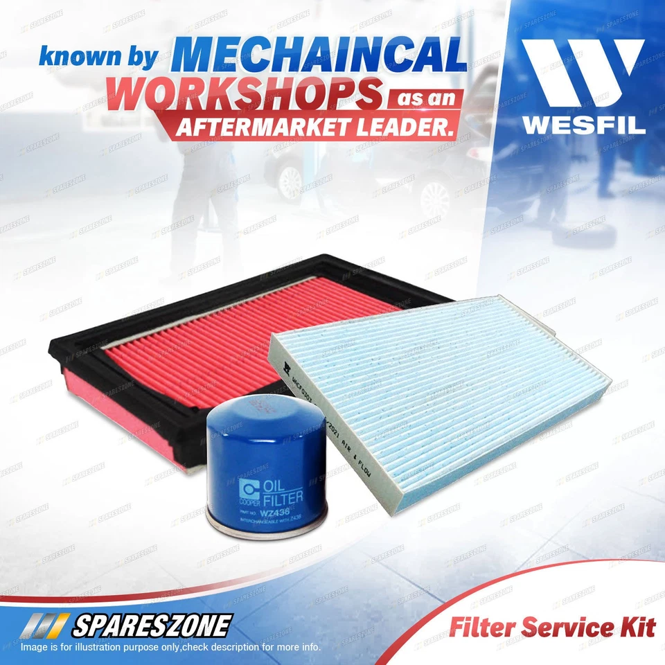 Wesfil Oil Air Cabin Filter Service Kit for Nissan Cube Z12 1.5L 2008-On - image 2 of 2