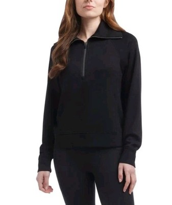 Danskin Women s Pattern Style Luxe Half-Zip Top, Black, Small