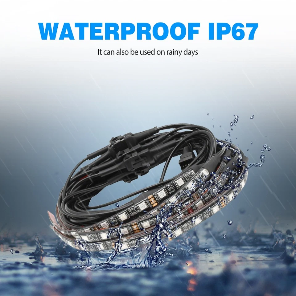 24x Kit de luces de neón para moto impermeable 120 LED RGB bajo tira de brillo con control remoto E Foto 4 de 4