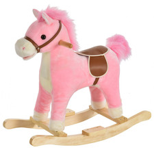 Kids Plush Rocking Horse W/ Moving Mouth Tail Sounds 18-36 Months Pink