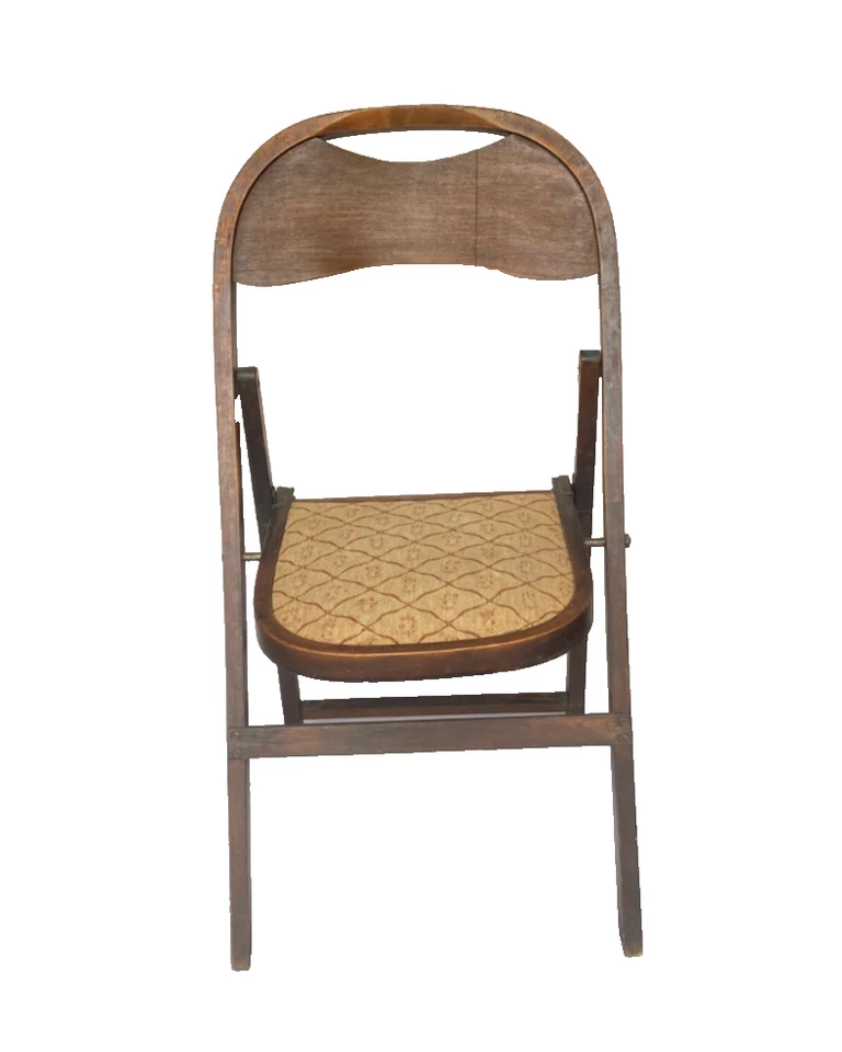 ANTIQUE WOODEN FOLDING  CHAIR  UPHOLSTERED SEAT VINTAGE - RARE!! - Image 2 of 4