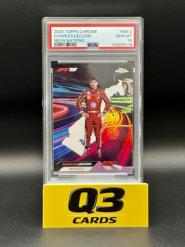2025 Topps Chrome Formula 1 F1 NN-2 Charles Leclerc Neon Nations PSA 10