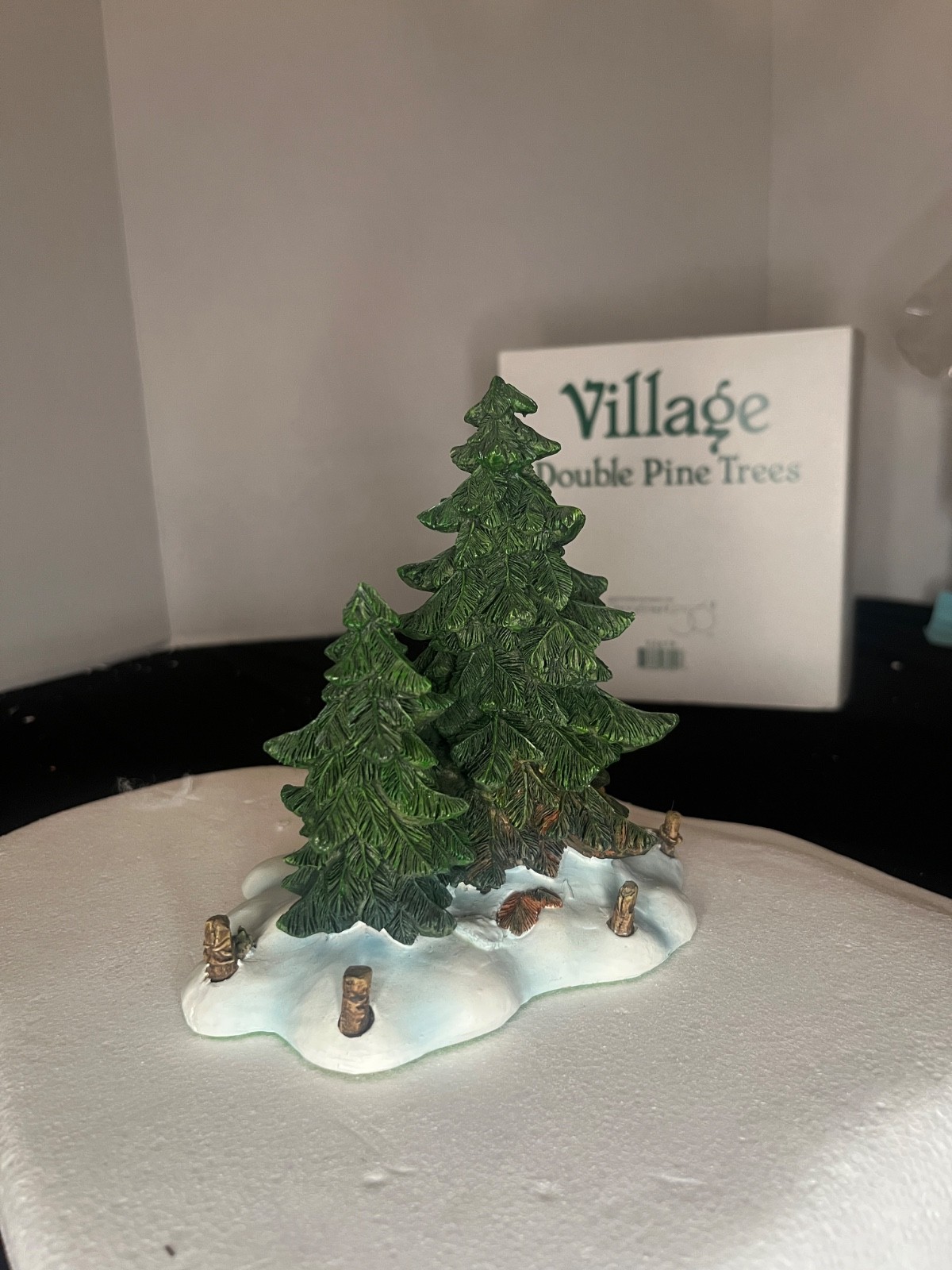 Dept 56 Double Pine Trees (52619) w/Box + One Small LeMax Ceramic Tree ...