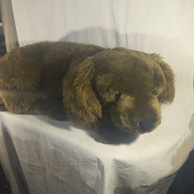Plush Dog With Rich Brown Fur Luxurious Extra Large 36'' X 18'' X 12''