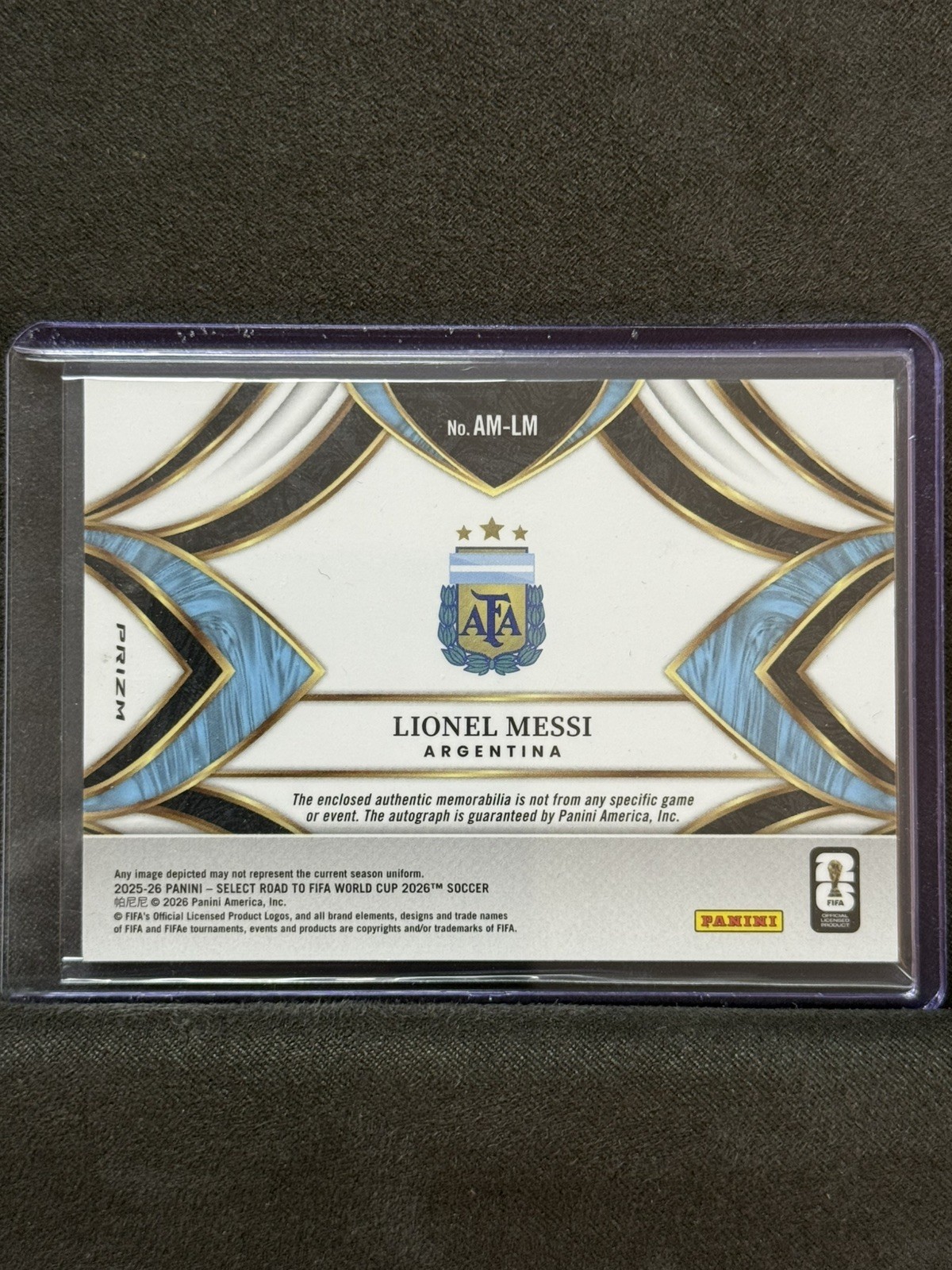 Select Road To World Cup 2026 Lionel Messi Patch Auto Neon Pink Pulsar FOTL SSP view 2