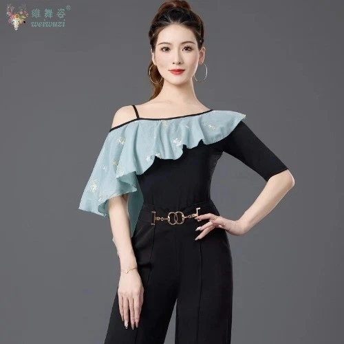 Body de salón de baile moderno práctica 3 colores para mujer Rumba Samba ChaCha escenario Foto 3 de 4