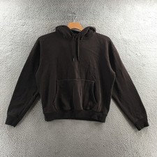 Denim  Flower Hoodie Mens XL Brown Pullover Drawstring Kangaroo Pocket Fleece