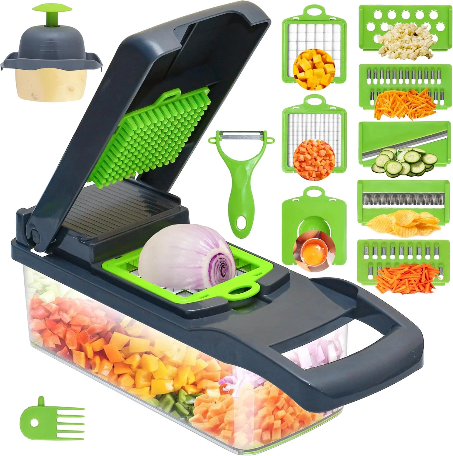 Vegetable Chopper Container Onion Slicer | 16 in 1 Multi Functional Food Chopper