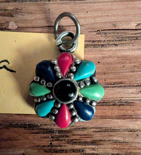 Sally C Treasures SX Southwestern Sterling Silver Multi Stone Pendant