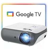 HAPPRUN 4K Google TV Projector with WiFi and Bluetooth ,Google ,Dolby Audio,Grey