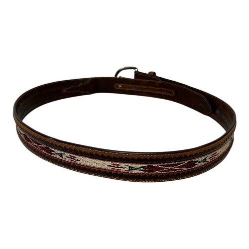 Silver Creek Men's Laced Edge Horse Hair Ribbon Bark Belt 5A109 Size 38 - Picture 2 of 6