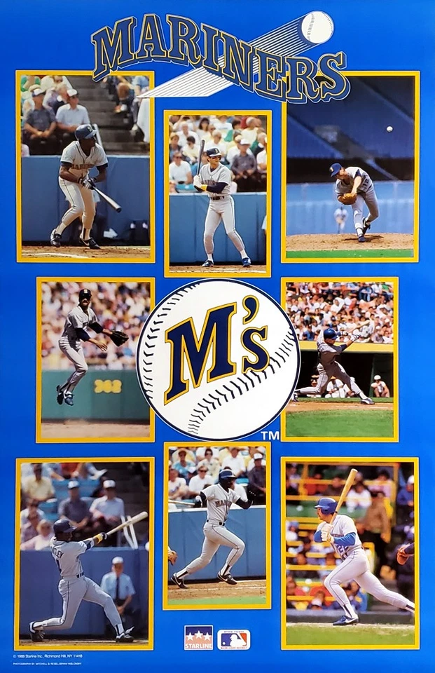SPORTS POSTER WAREHOUSE Seattle Mariners 1988 MLB 22x34 POSTER - Harold Reynolds, Langston, Alvin Davis