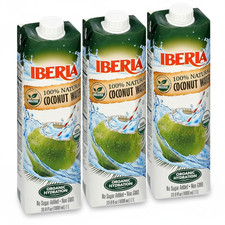 Iberia 100 Pure Organic Coconut Water, 1 Liter , 33.8 Fl Oz Pack of 3 