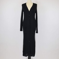 Valentino Black Viscose Ribbed Knit Long Sleeve Maxi Dress