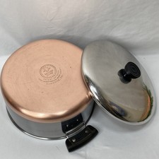 Revere Ware Copper Bottom Stainless Steel 4 1/2 Qt Stock Pot & Lid Pre 1968 USA