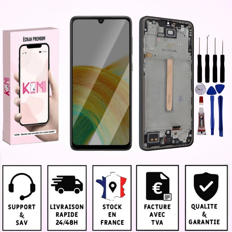 KOMI Ecran pour Samsung Galaxy A33 5G A336 Châssis Noir LCD - LCD / Noir / Avec kit O