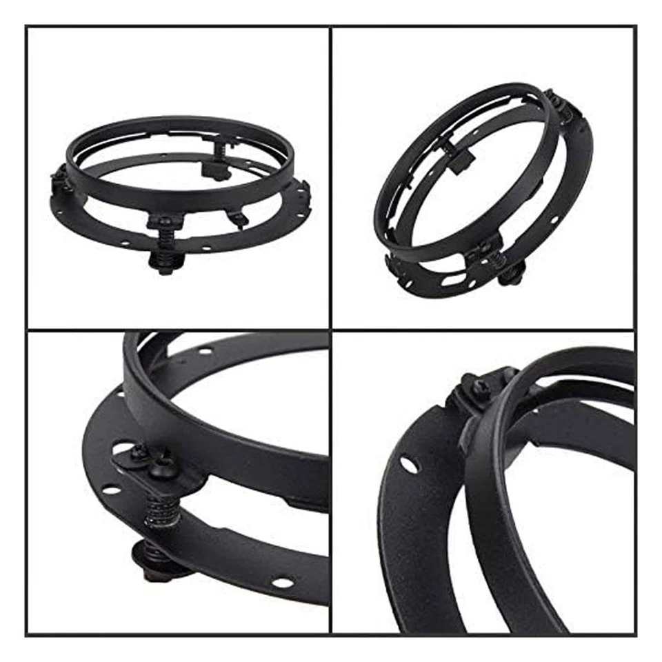 Anillo de soporte de montaje redondo de faros LED negros de 7 pulgadas para motocicleta Harley Foto 2 de 4