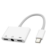 iPhone 15 Max Plus USB-to 3.5mm Audio Adapter 3 in 1 Dual Aux Splitter Charge...