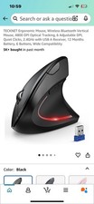 TECKNET Ergonomic Wireless Mouse 4800 DPI Vertical 6 Adjustable DPI Quiet 2.4GHz