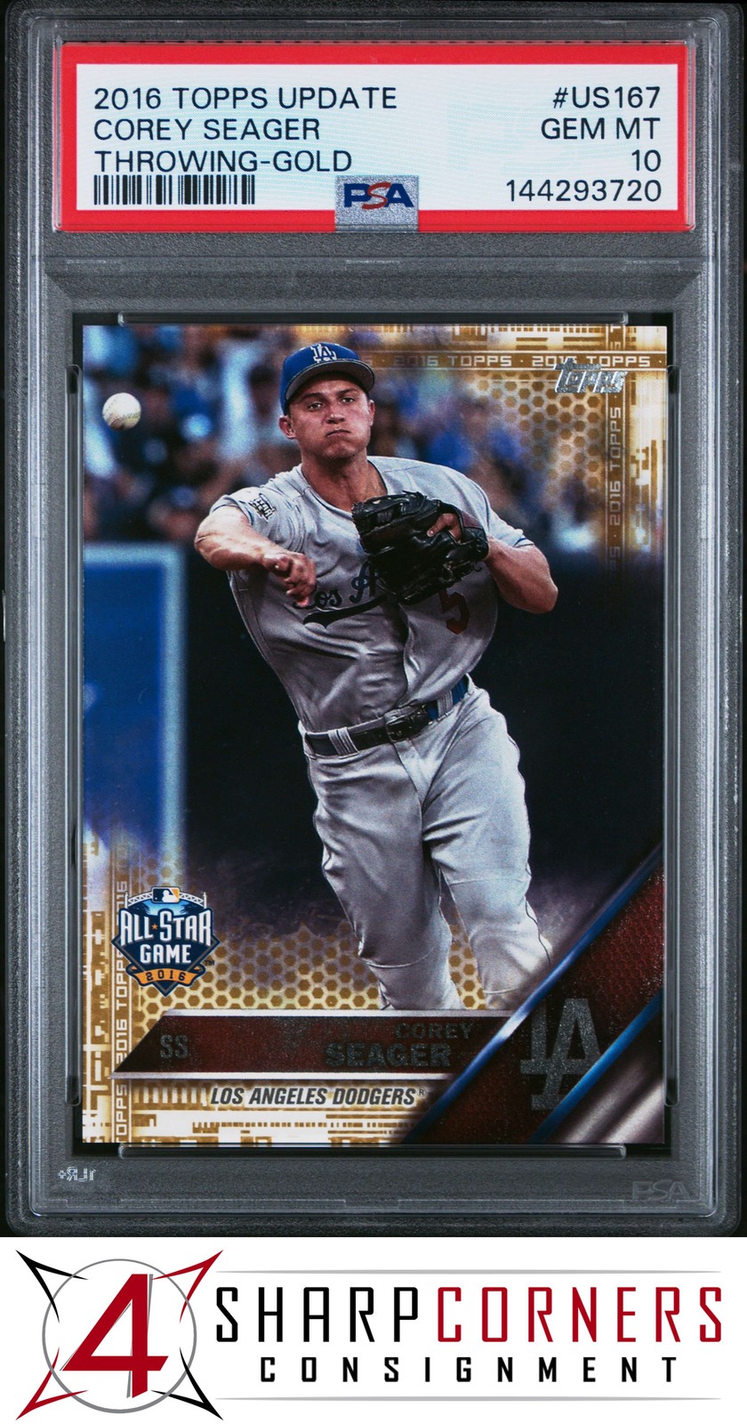 2016 TOPPS UPDATE GOLD #US167 COREY SEAGER RC THROWING #/2016 PSA 10