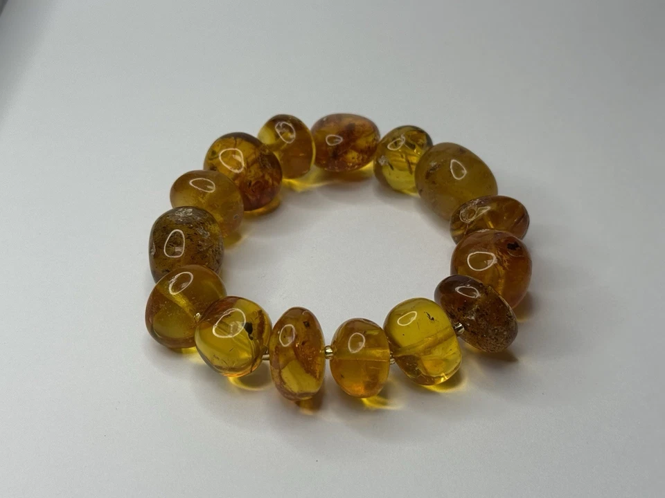 Pulsera GENUINA Vintage ÁMBAR BÁLTICO.Pulsera Coñac Ámbar Chip.Joyería Ámbar. Foto 3 de 4