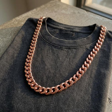 Pure Solid Copper Cuban Curb Chain Link  Heavy 16. 24" Chunky Necklace