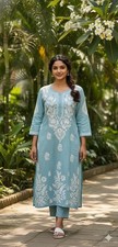 Handmade Premium Modal Heavy daman Long Kurti Embroidered Chikankari