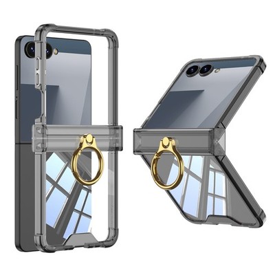 For Galaxy Z Flip 6/7 5G Hinge Protection Ring Stand Slim Transparent Hard Case