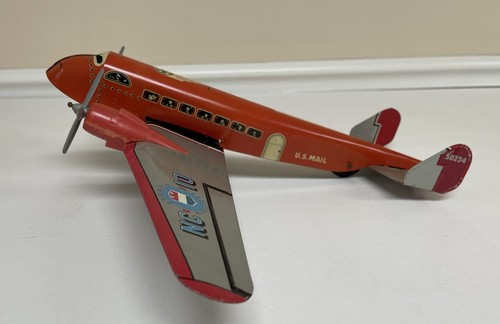 Marx Vintage Tin U.S. Mail Airplane Friction Toy Strato Airlines NC10