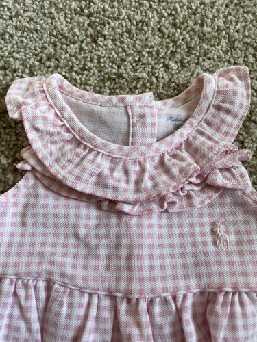 NWT Polo RALPH LAUREN PINK & WHITE Ruffle Bubble 1pc ROMPER 6M PINK HORSE - Picture 2 of 7