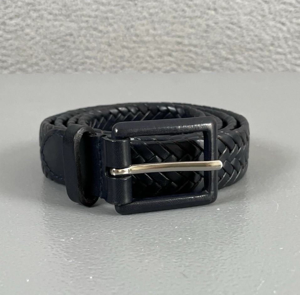 Cinturón Talbots Mujer Mediano Azul Marino Cuero Tejido Trenzado Vintage Foto 2 de 4