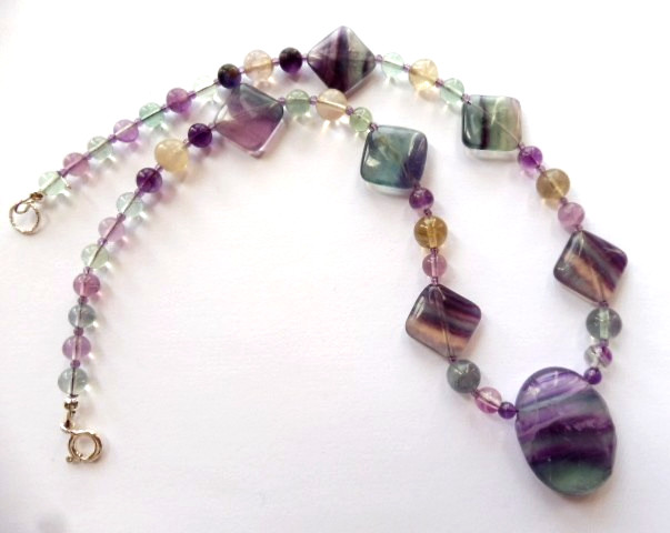 Collier en Fluorine naturelle 250 ct d'exception en Argent massif 925