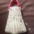 Hand Blown Glass Vase Vintage Italian Murano Rare Dalmatian Print w/red Handles