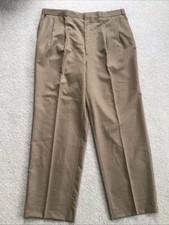 Chaps Ralph Lauren Pants Mens 42x33 Brown Pleated Wool Dress Trousers NEW