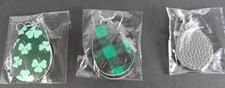 3 Teardrop Earrings Faux Leather Dangle St Patricks Shamrock Clover Gray New