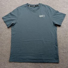 Puma Shirt Mens Large Blue Green Logo Graphic Crewneck Short Sleeve T-Shirt