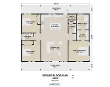 34x48 Modern Farmhouse Custom Architectural Ranch HouPlans 1632SF - PDF Download
