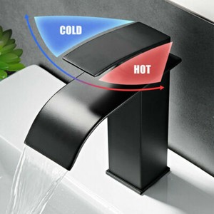 Wasserhahn Bad Waschbecken Schwarz Waschtischarmatur Wasserfall