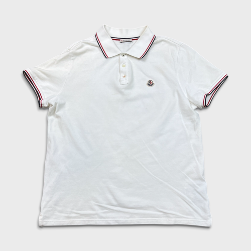 Moncler Maglia Polo Manica Corta Mens Small White Pique Short Sleeve Shirt