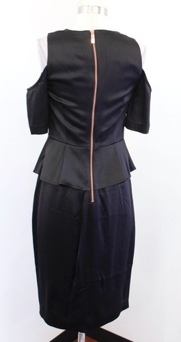 NWT Ted Baker Palard Black Cold Shoulder Peplum Pencil Sheath Dress Size 1 - Picture 7 of 7
