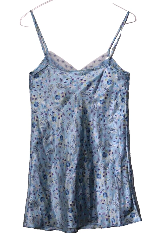 CAMISÓN SIN CORDONES JACLYN SMITH Damas Talla S Azul Verde Morado Floral Encaje Sedoso Foto 4 de 4