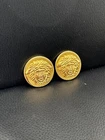 GIANNI VERSACE Medusa Vintage Gold Earrings Clip-On Earring. Authentic