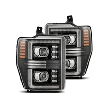 08,10 F250/F350/F450/F550/Excursion Headlights, Black, Switchback DRL