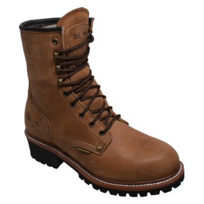 AdTec Men's 9'' Logger Boot, Brown, Crazy Horse , Water Proof Leather Work Boots