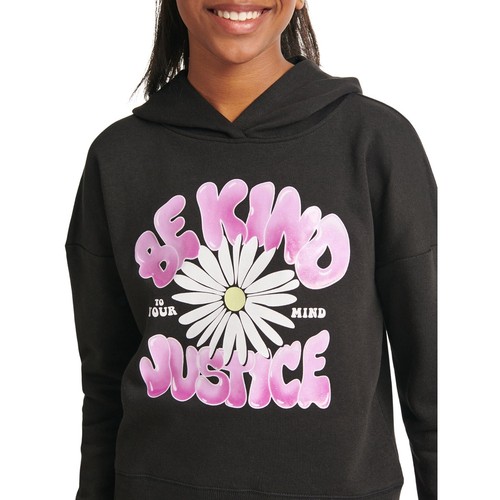 Justice Girls SIZE M 10 Graphic BE KIND TO YOUR MIND Fleece Hoodie, Black NWT - Picture 2 of 7