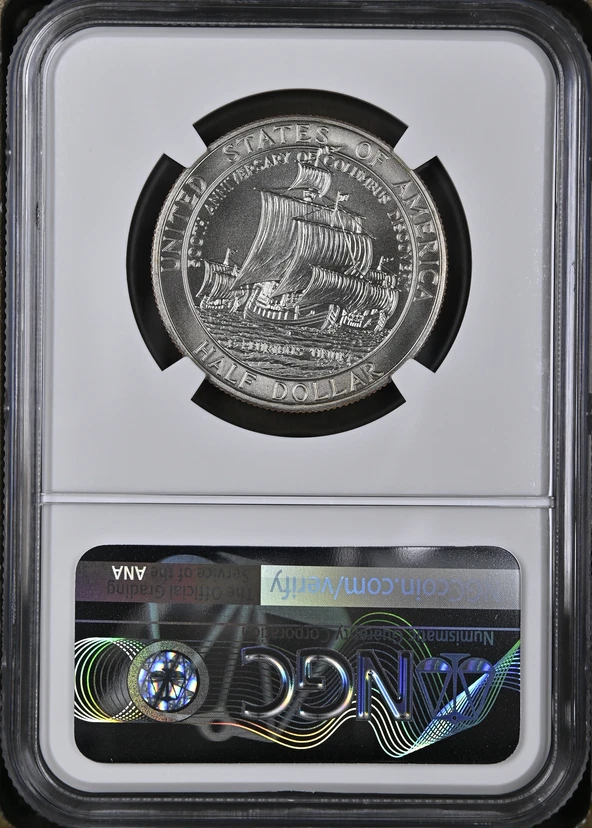 :1992-D 50C Columbus Quincentenary Commemorative Half NGC MS70 Rare R4 Top Pop - Image 2 of 2